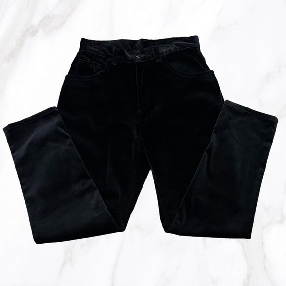 St. John's Bay Women's Black Velvet‎ Straight Leg Pants, Size 8P - Picture 1 of 4